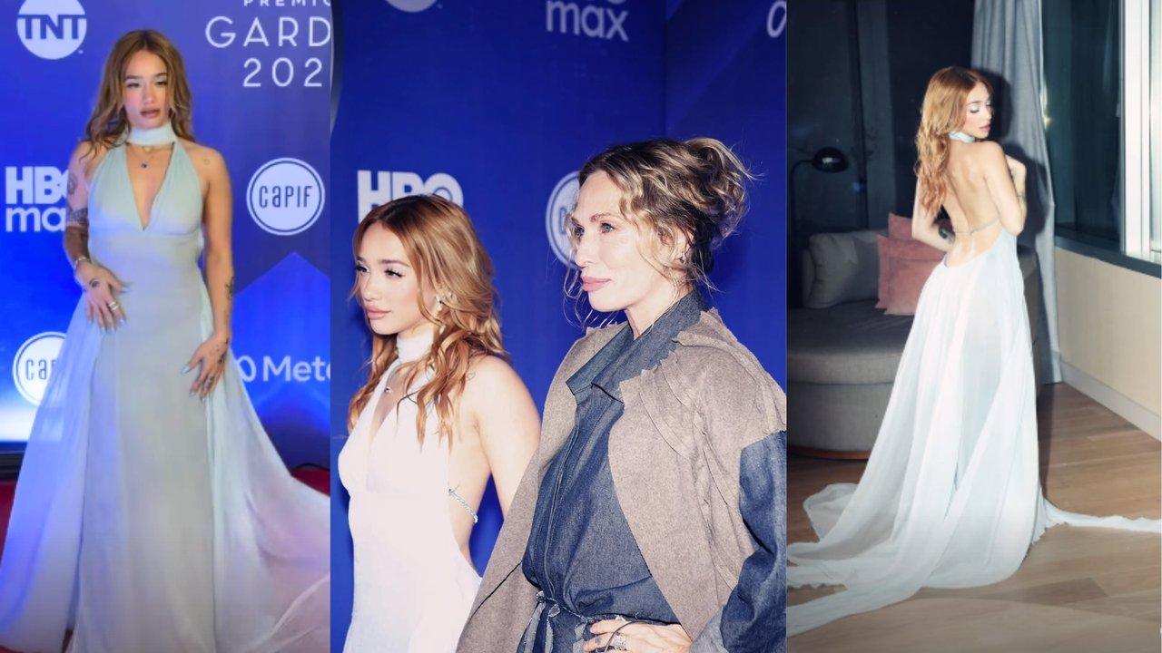 La noche de Aacutengela Torres en los Premios Gardel- del acompantildeamiento de su mamaacute a un look angelical