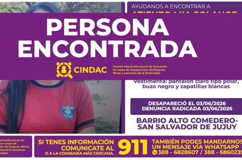 Localizaron a la menor que era intensamente buscada