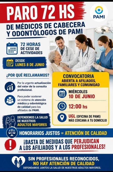 PAMI- meacutedicos de cabecera y odontoacutelogos inician un paro de 72 horas
