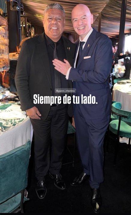 Chiqui Tapia posoacute con Infantino antes del Mundial y le dedicoacute un mensaje