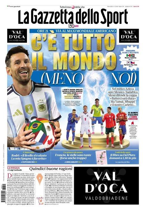 La dolorosa tapa de un diario deportivo italiano en el diacutea de inicio del Mundial 2026