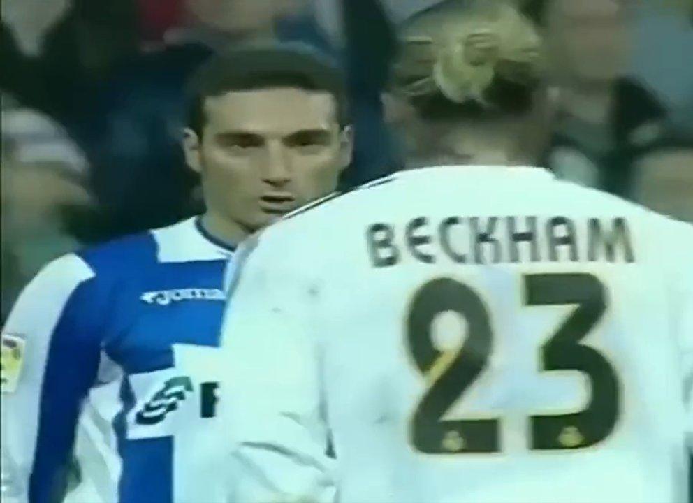 El diacutea que Scaloni casi se fue a las manos con Beckham en un Real Madrid-Deportivo La Coruntildea