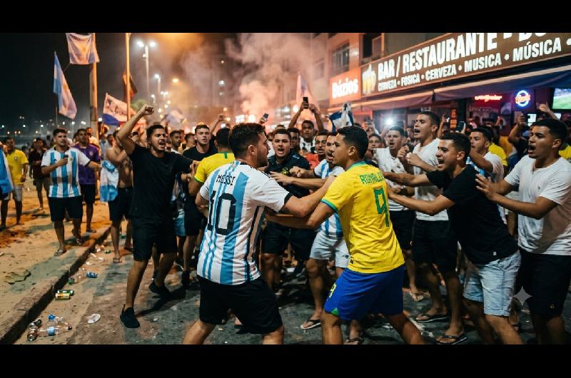 Impactantes videos de peleas entre argentinos y brasilentildeos en Copacabana y Buacutezios tras la final
