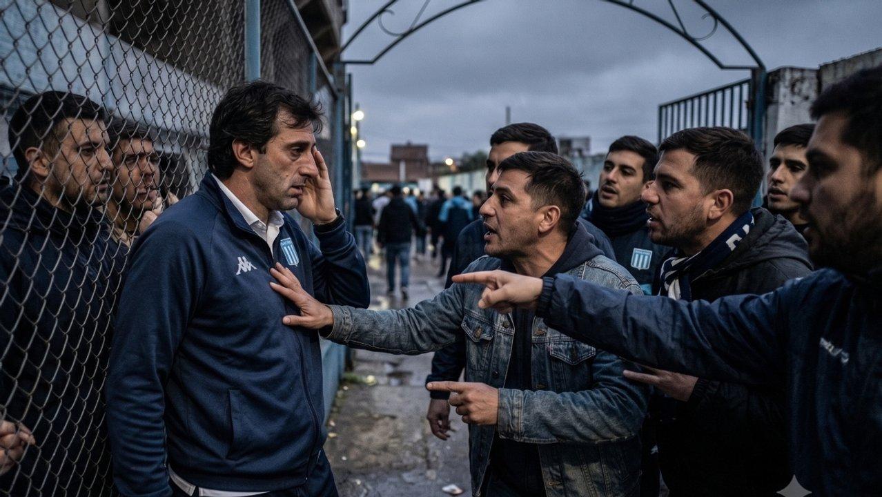 Escaacutendalo en Racing- video del momento que una mujer le tira una botella a un socio enojado con Milito