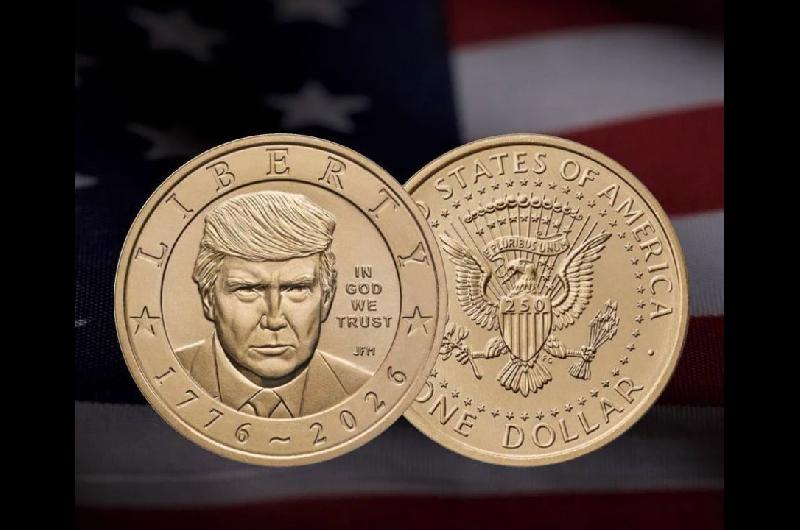 Lanzan moneda con el rostro de Trump y acabado dorado para el 250 aniversario de Estados Unidos