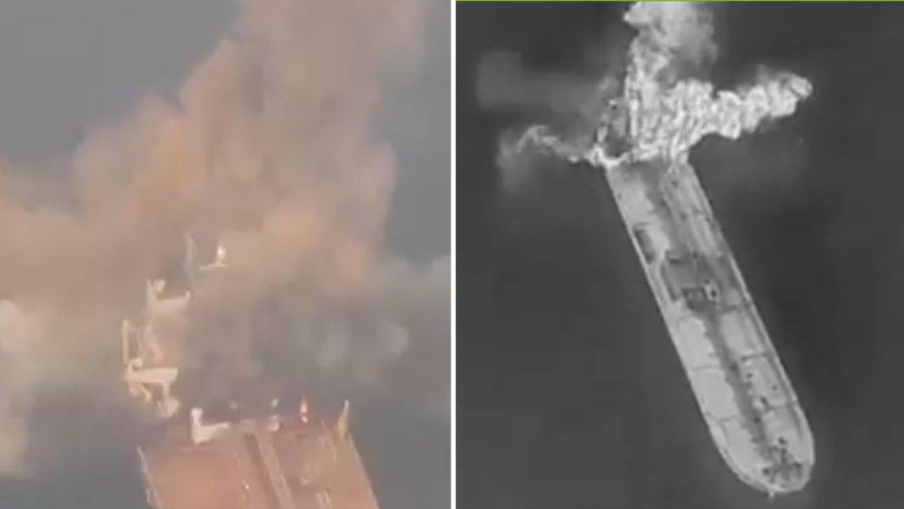 Iraacuten sentildeala que buque petrolero ldquoinfractorrdquo se incendioacute tras impactar minas en el estrecho de Ormuz